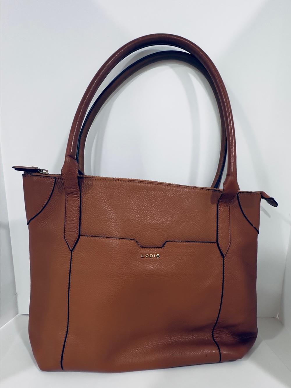Lodis Tan Leather Tote Bag